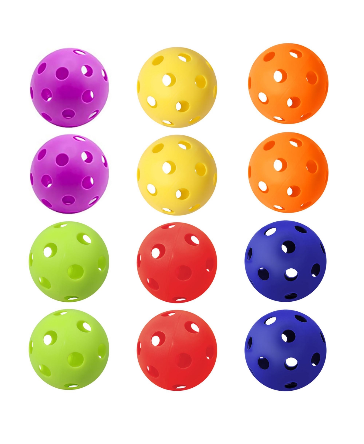 12-Pack Plastic Practice Baseballs, Training Baseballs for All Skill Levels. (Several Colors Available) - Multi-color