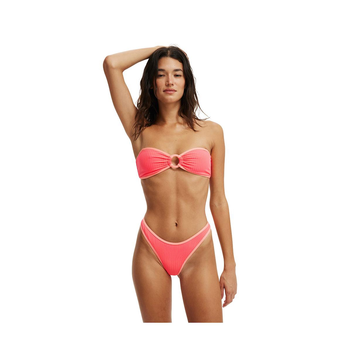 Women's Refined High Side Brazilian Bikini Bottom - Scarlet red crinkle
