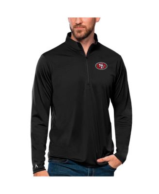 Antigua - Men's Black San Francisco 49ers Tribute Quarter-Zip Lightweight Pullover Sweatshirt