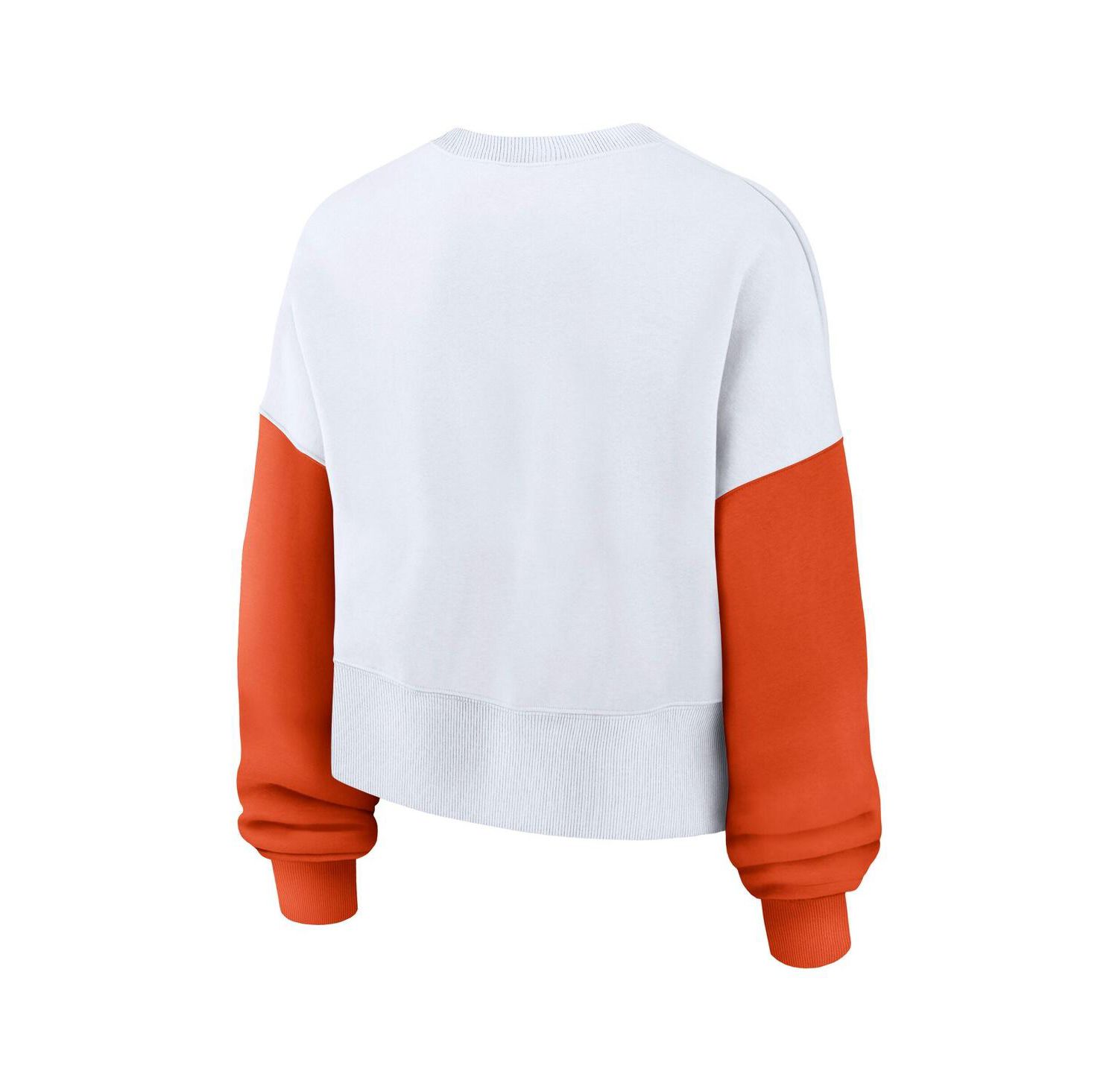 Women's White Clemson Tigers Oversized Color Block Pullover Sweatshirt