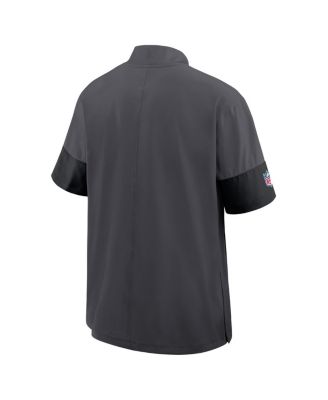 Men's Charcoal Cleveland Browns Sideline Short Sleeve Quarter-Zip Performance Coach Jacket