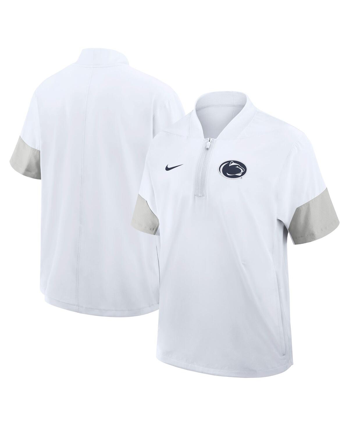 Men's White Penn State Nittany Lions 2025 Sideline Short Sleeve Quarter-Zip Coach Jacket - White