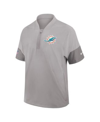 Men's Gray Miami Dolphins Sideline Short Sleeve Quarter-Zip Performance Coach Jacket