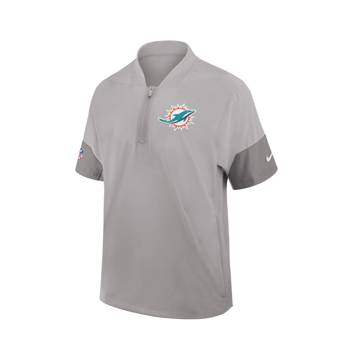 Мужская куртка Nike Gray Miami Dolphins Sideline Short Sleeve Quarter-Zip Performance Coach — фото 2