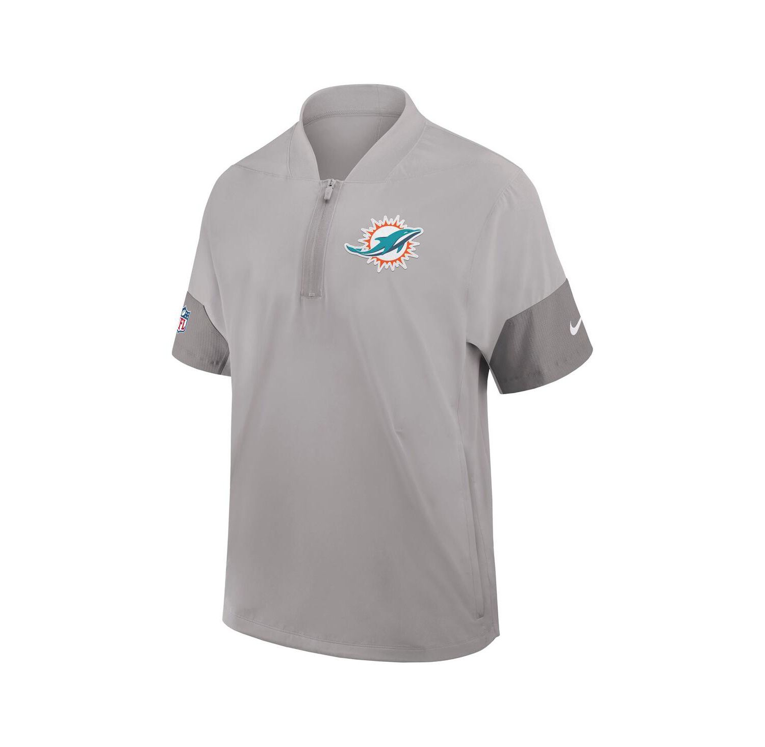 Men's Gray Miami Dolphins Sideline Short Sleeve Quarter-Zip Performance Coach Jacket