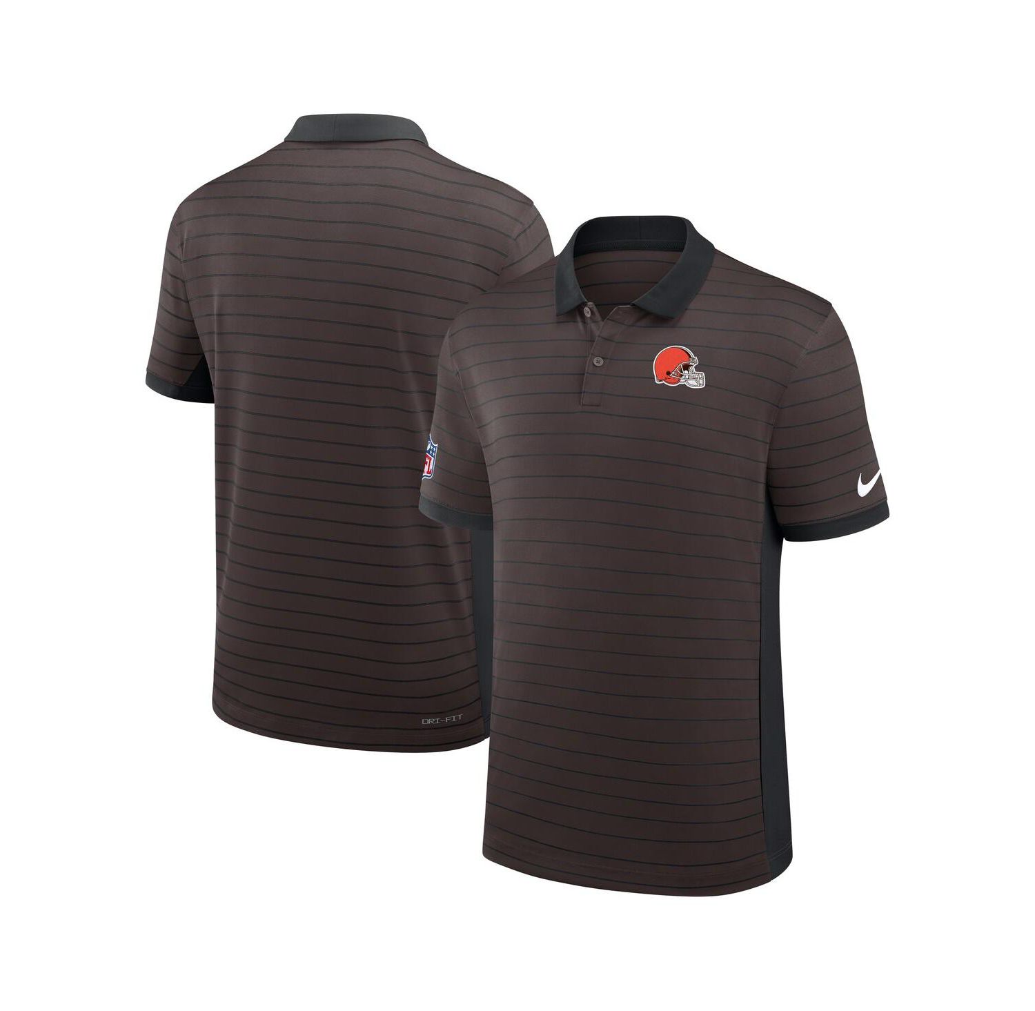 Men's Brown Cleveland Browns Sideline Victory Stripe Performance Polo Shirt