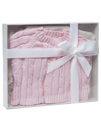 Cable Knit Baby Cardigan with Beanie