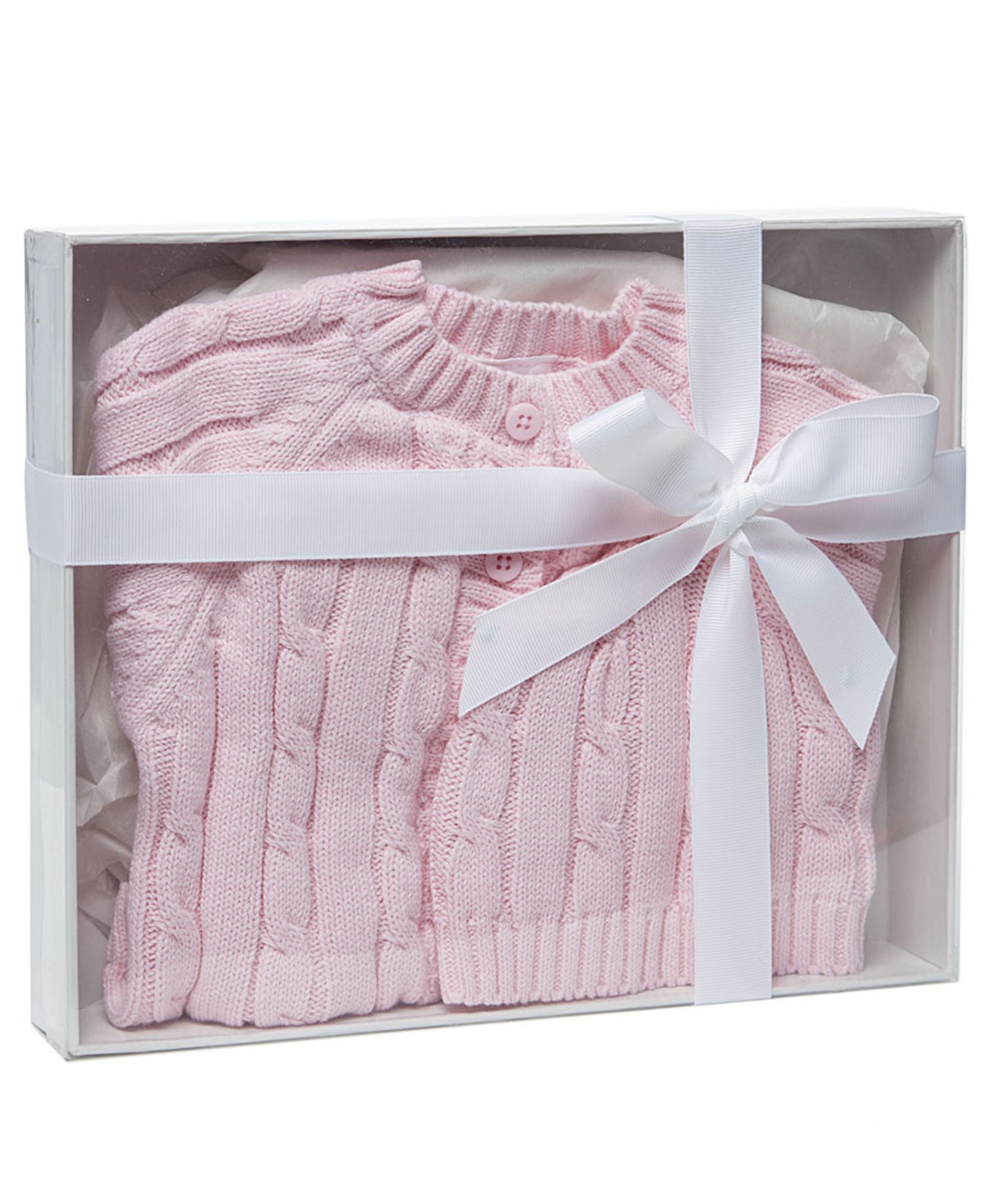 Cable Knit Baby Cardigan with Beanie