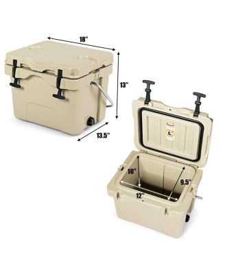 16 Quart 24-Can Capacity Portable Insulated Ice Cooler with 2 Cup Holders