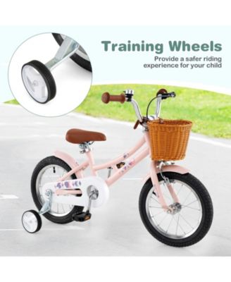 14 Inch Kids Bike Retro Bicycle with Adjustable Height and Basket for Ages 3-8 Years Old