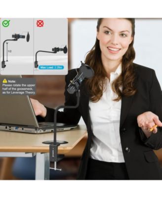 Flexible Gooseneck Mic Stand, Heavy Duty Desk Clamp, Adjustable Arm for Blue Snowball Ice Spark (Black)