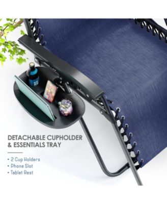 Outdoor Patio Zero Gravity Chairs Set of 4 - Reclining Lounge Chairs with Pillows & Cup Holders