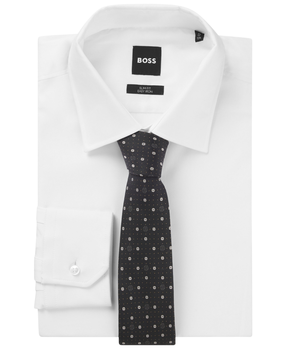Boss by Hugo Boss Men's Silk-Blend Monogram Tie - Open Gray