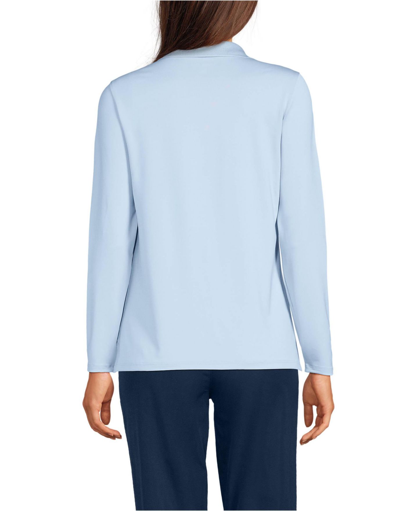 Женское поло Lands' End Rapid Dry Performance Long Sleeve Feminine Fit Polo, цвет: Синий — фото 2