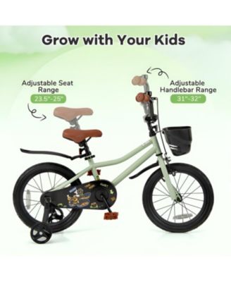 Kids Bike with Training Wheels Adjustable Seat and Handlebar for Ages 4 to 7