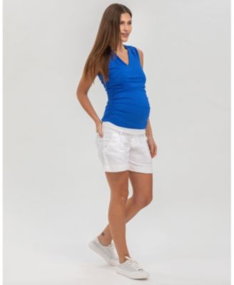 Maternity Linen-Blend Shorts with Stretch Waistband