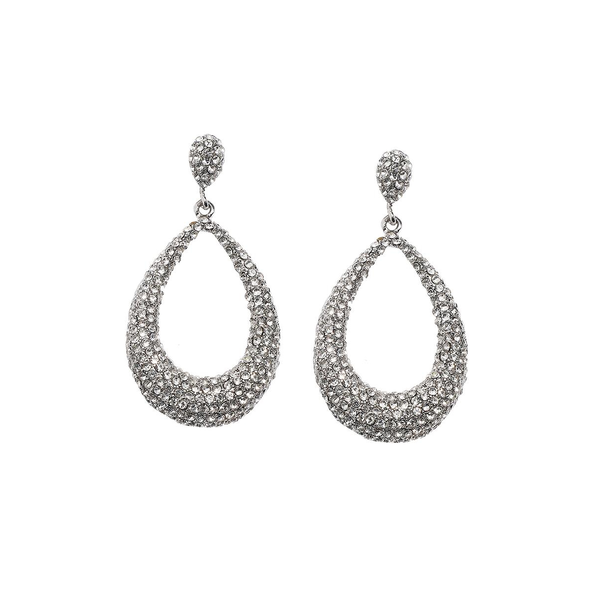 Sohi Hollow Pear Drop Earrings - Silver