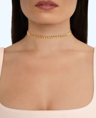 Oval Dome Baguette Chain Necklace
