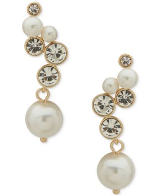 Emily in Paris - Gold-Tone Crystal & Imitation Pearl Climber Earrings