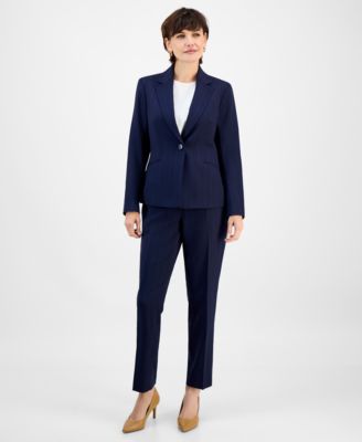 Women's Notch-Collar One-Button Pantsuit Set, Regular & Petite