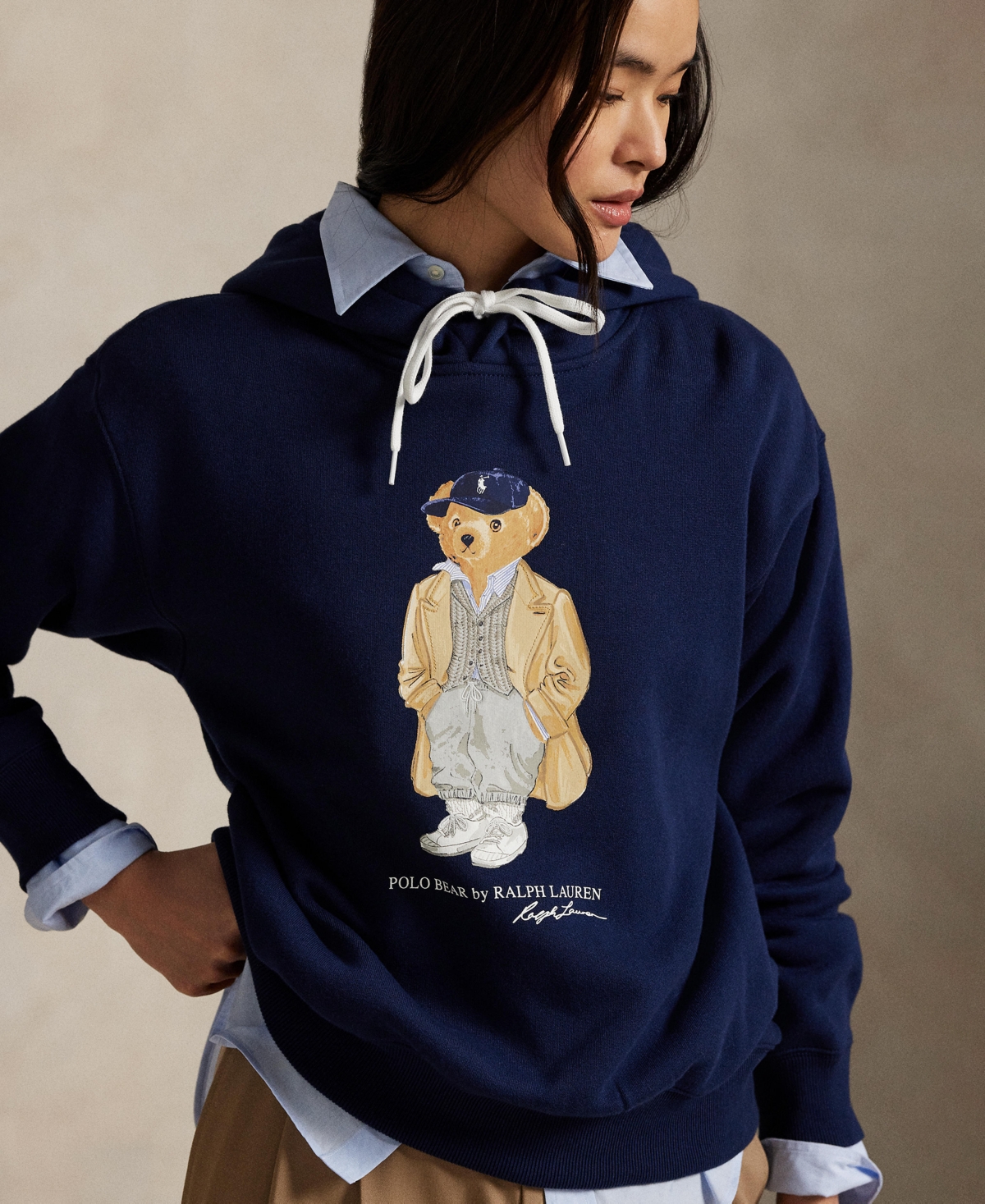 Polo Ralph Lauren Brushed Cotton Blend Sweatshirt With Iconic Polo Bear In Blue