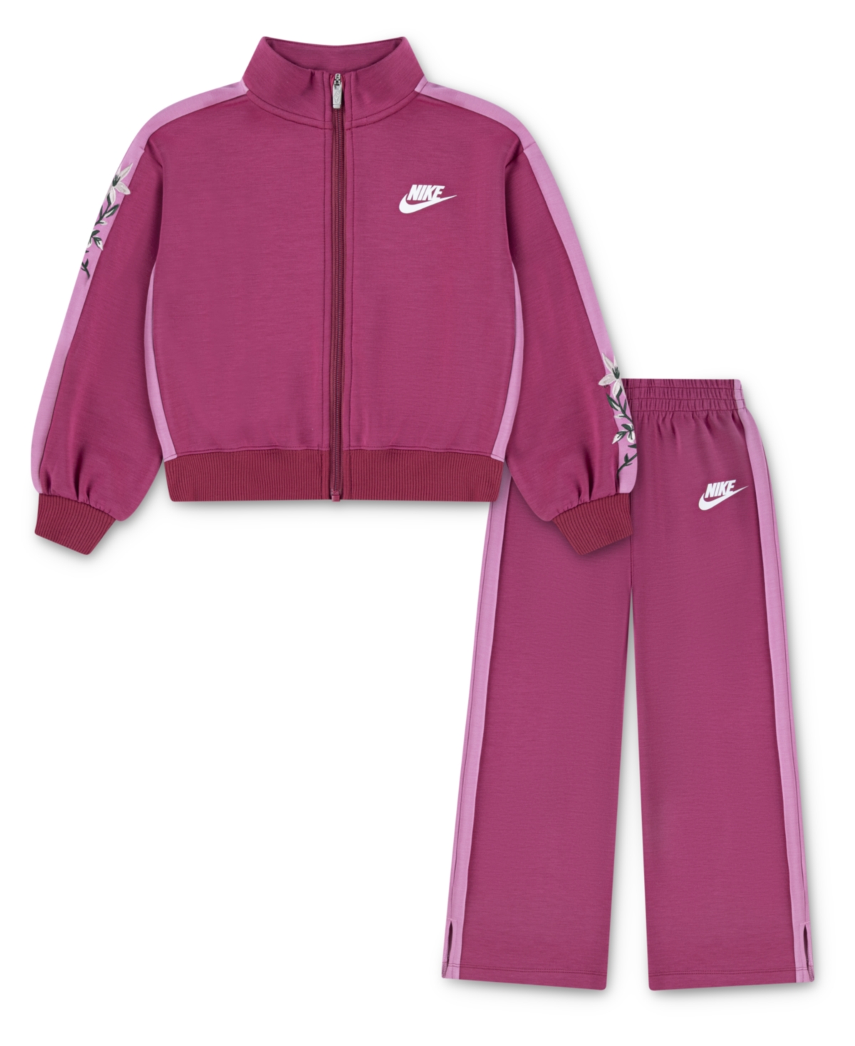 Nike Little Girls 2-piece Floral Track Jacket And Pants Set In Pink