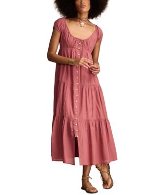 Lucky Brand - Women's Button-Front Tiered Midi Dress