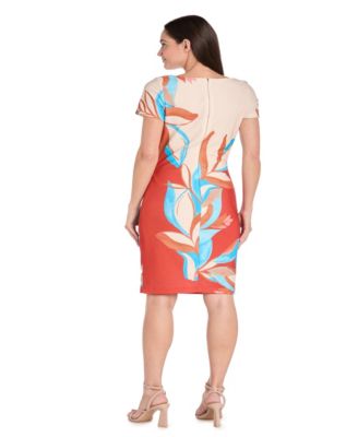 R & M Richard Petite Colorblocked Placement-Print Sheath Dress