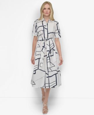 DKNY - Women's Printed Cotton Shirt Dress
