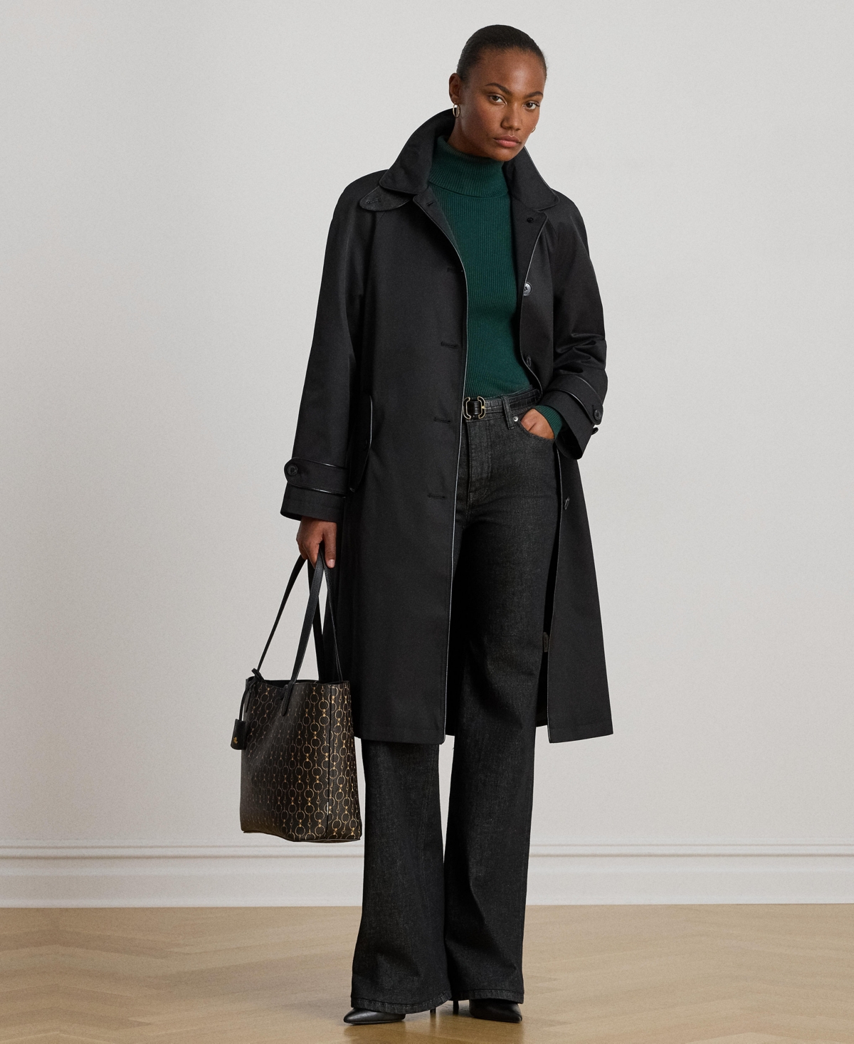 Ralph Lauren Women's Buttoned Maxi Trench Coat In Black