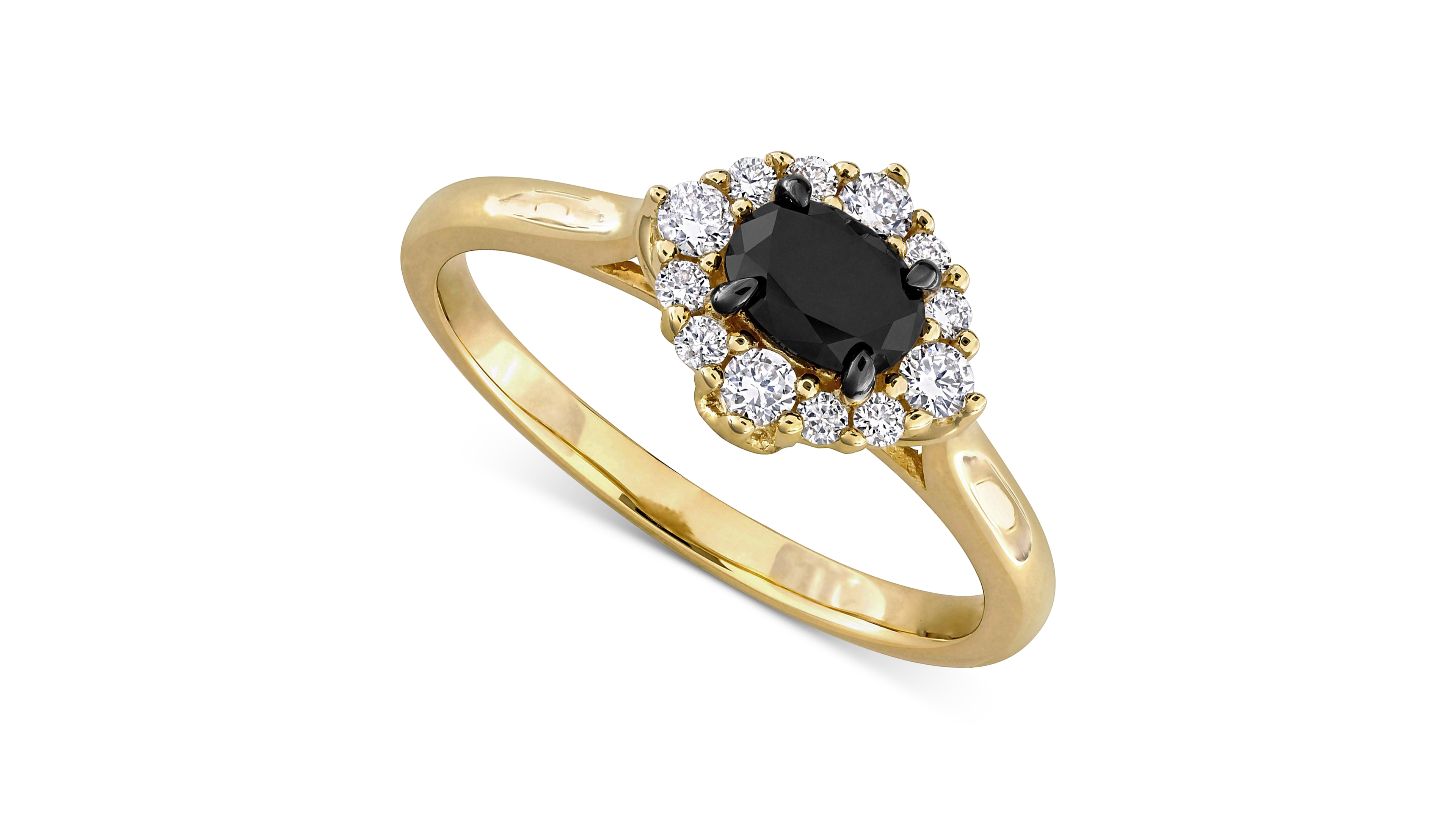 Black & White Diamond Oval Halo Engagement Ring (3/4 ct. t.w.) 14k Gold
