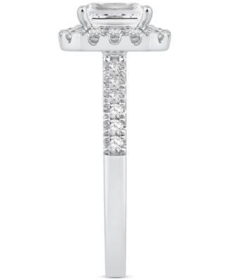 Lab Grown Diamond Emerald-cut Halo Engagement Ring  (1-1/2 ct. t.w.) in 14k White Gold