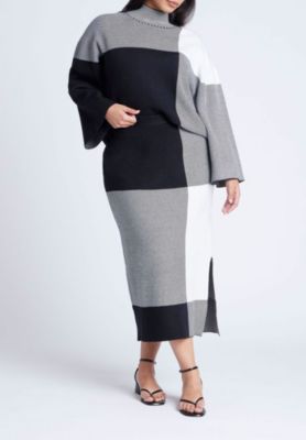 Women's Mock Neck Intarsia Sweater