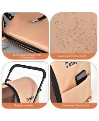 4-in-1 Double Pet Stroller w/ Detachable Carrier Travel Carriage for Cats