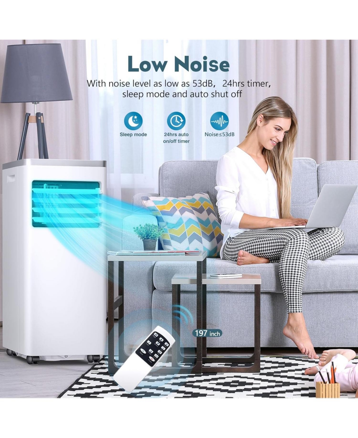 Zafro 10,000 Btu Portable Ac, 3-in-1, Cools 450 Sq.Ft, Fast Cooling, Sleep Mode, Timer, Remote, Quiet