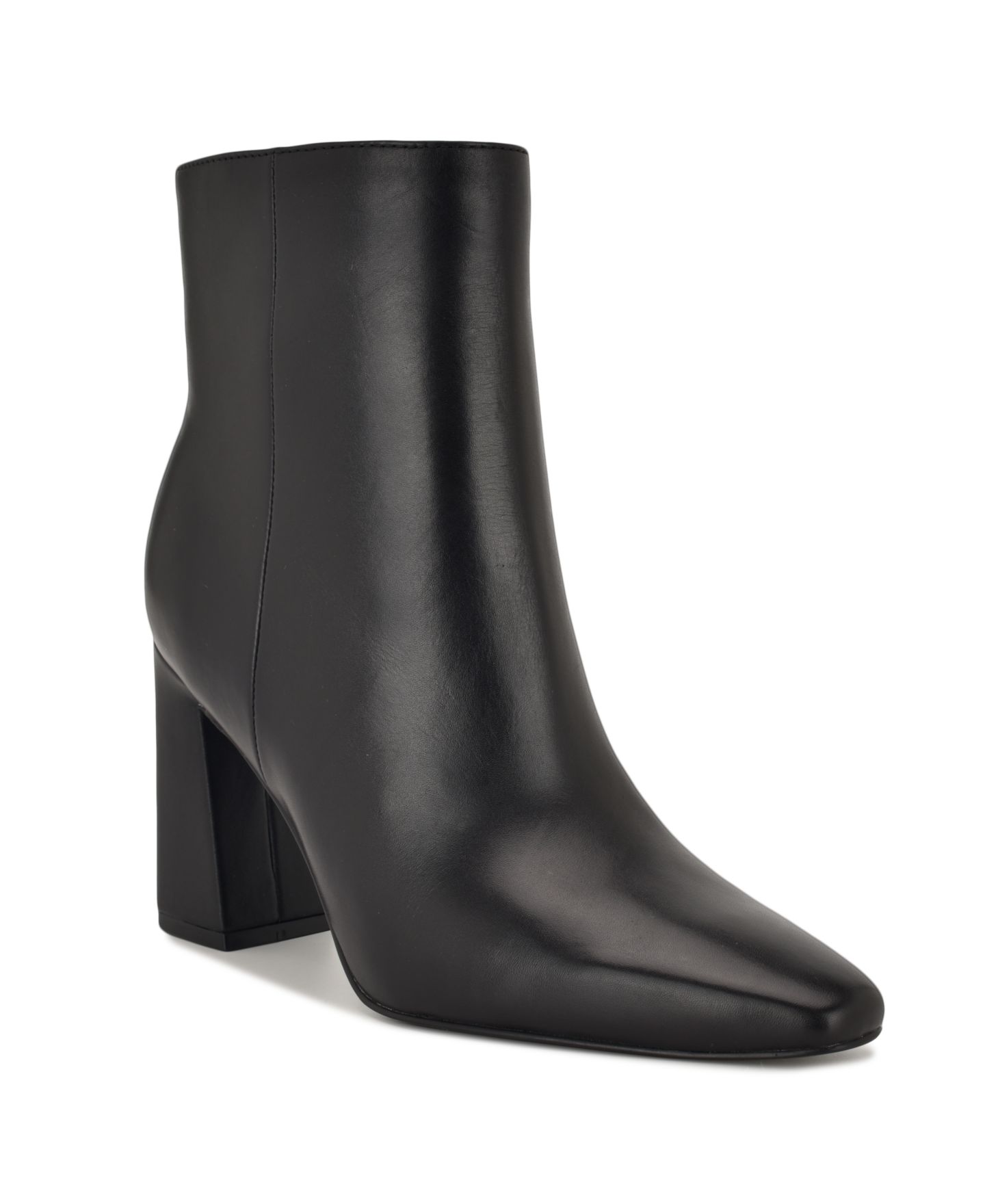 Женские ботинки Nine West Reraye Block Heel Ankle Booties, цвет: Чёрный кожаный — фото 1