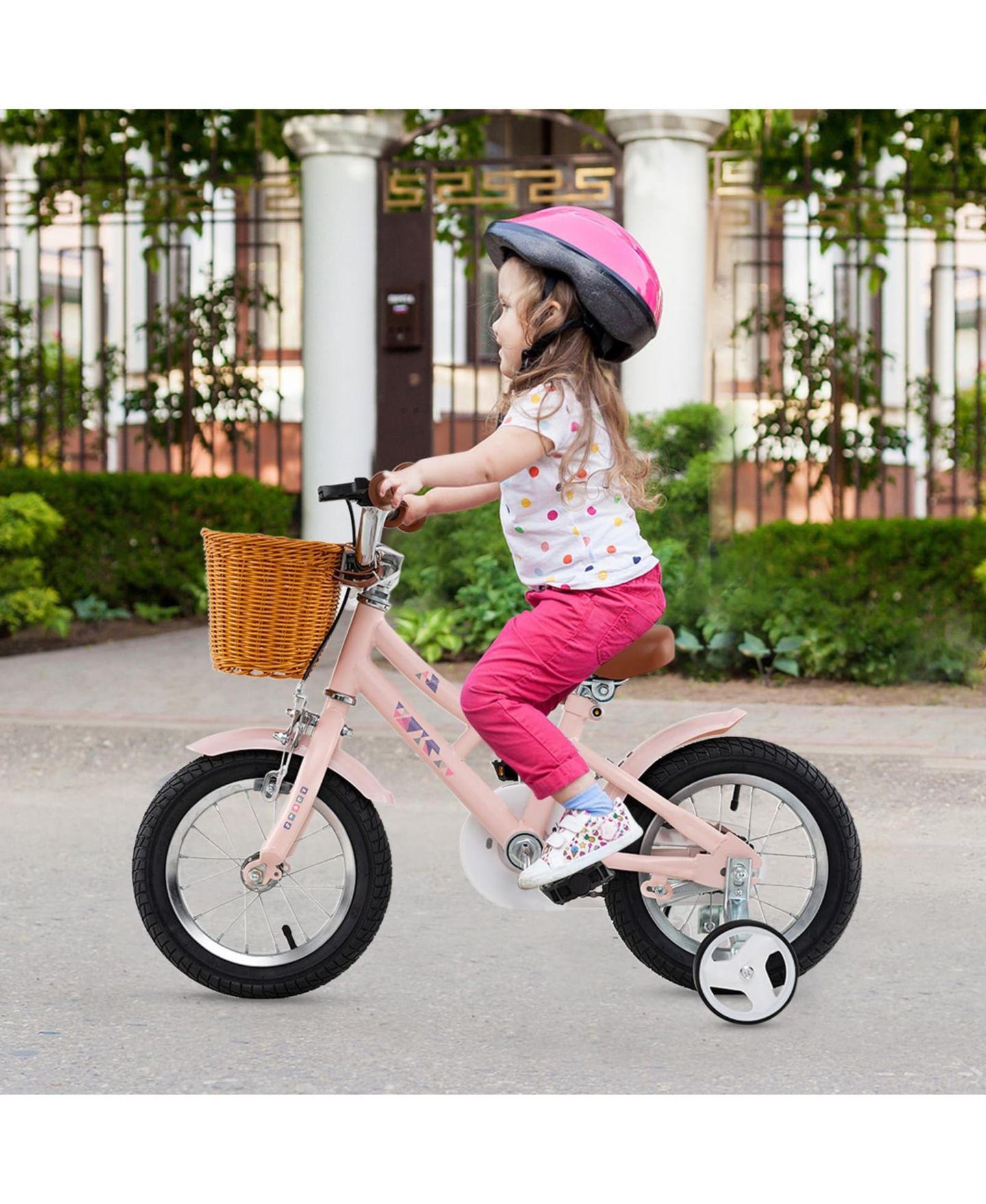 Детская игрушка Mecale 12-Inch Adjustable Training Wheels Bicycle, Ages 3-8, цвет: Розовый — фото 2