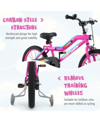 18 Inch LED Lighted Kids Bike with Training Wheels and Headlight for Ages 4-8 Years