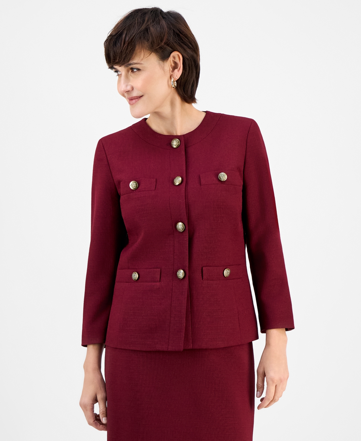 Le Suit Women's Pencil Skirt Suit In Burgundy