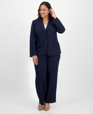 Plus Size Two-Button Wide-Leg Pantsuit Set