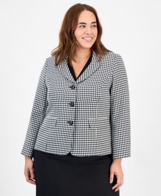 Plus Size Pencil Skirt Houndstooth Suit Set