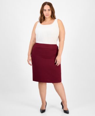 Plus Size Button-Front Jacket & Pencil Skirt Suit Set