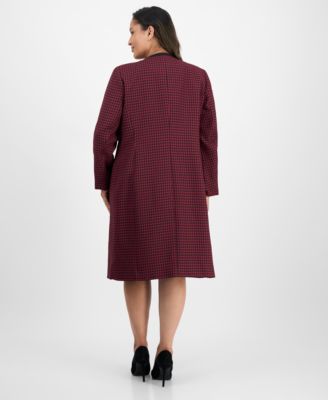 Plus Size Houndstooth Topper Jacket & Sleeveless Dress Suit Set