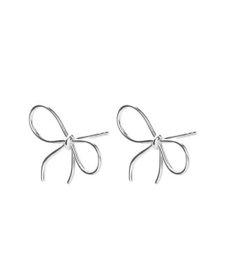 Sterling Silver 18k Gold Plated Colette Chic Ribbon Stud Earrings