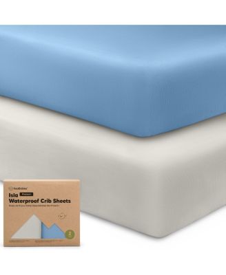 Waterproof Crib Sheets for Boys, Girls, 2pk Baby Fitted Crib Sheet, Waterproof Crib Mattress Protector Sheets