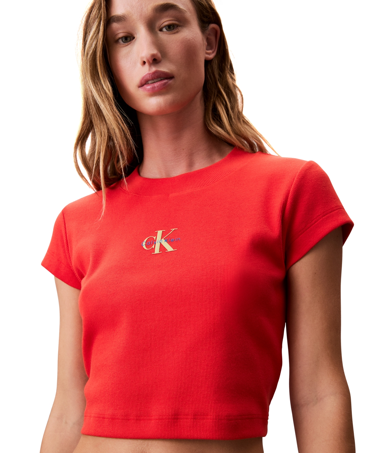 Calvin Klein Jeans Est.1978 Monogram Baby Tee In Red