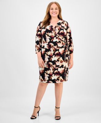 Anne Klein - Plus Size Abstract-Print Wrap-Style Dress
