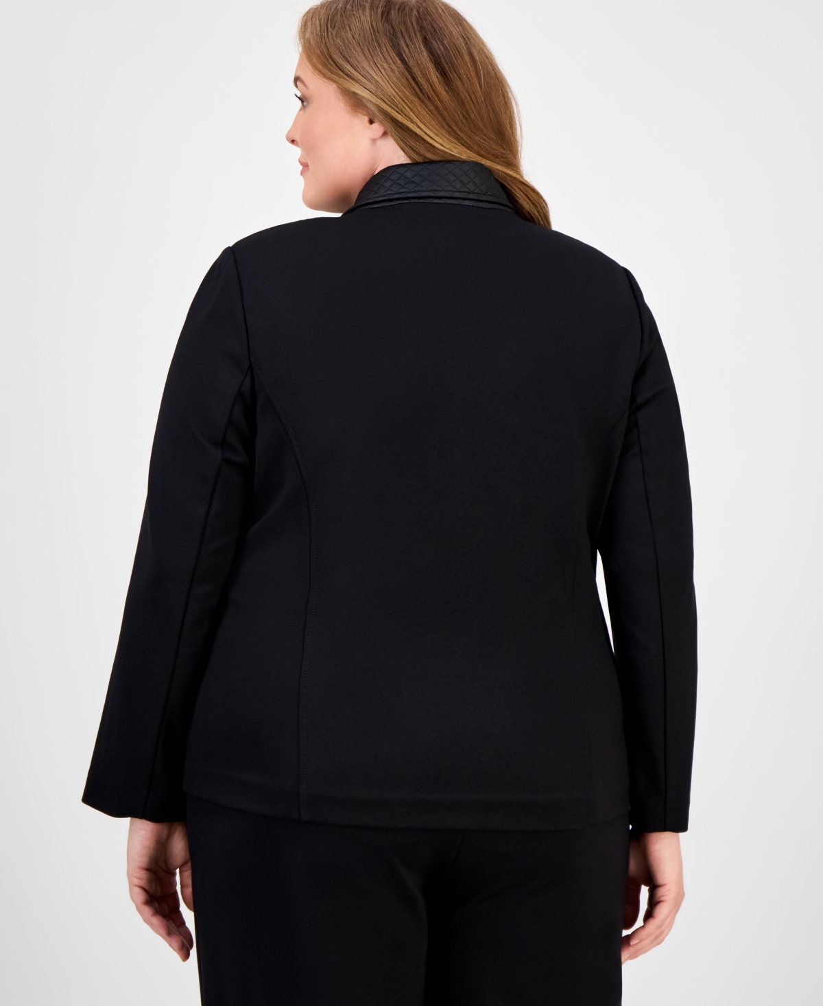 Anne Klein Plus Size Quilted Moto Jacket In Black