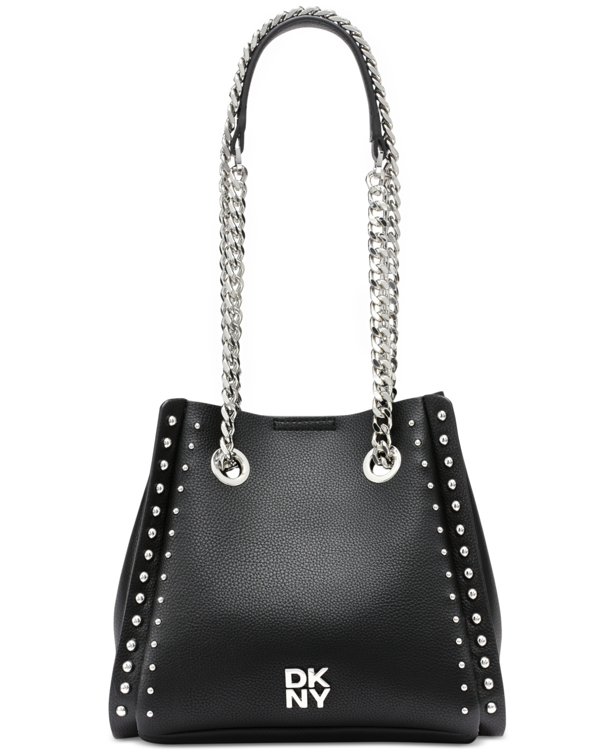 Josie Small Studded Bucket Bag - Black/silver