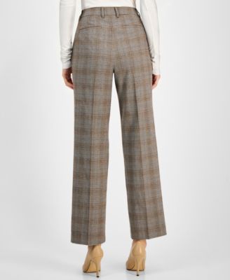 Women's Plaid Mid-Rise Wide-Leg Pants